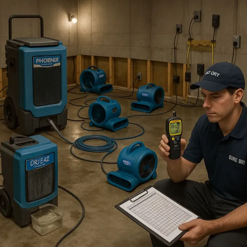 Structural Drying and Dehumidification process in New Concord, OH